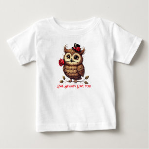 Camiseta Para Bebê Suave Owl Dia de os namorados