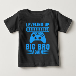 Camiseta Para Bebê Subindo de Nível Para Irmão Mais Velho Novamente