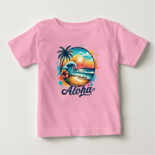 Camiseta Para Bebê Sublimação de Vintage Beach Aloha-94953