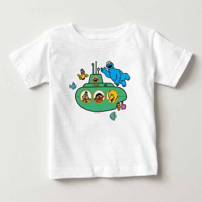 Camiseta Para Bebê Submarino do Monstro do Biscoito e Sésamo Pals (Frente)