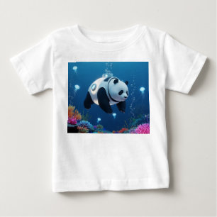 Camiseta Para Bebê Submarino Panda Surreal Explorando R Bioluminescen