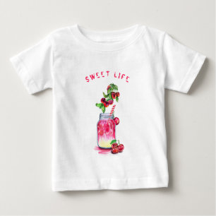 Camiseta Para Bebê Suco doce de cereja bebe Frutas engraçadas
