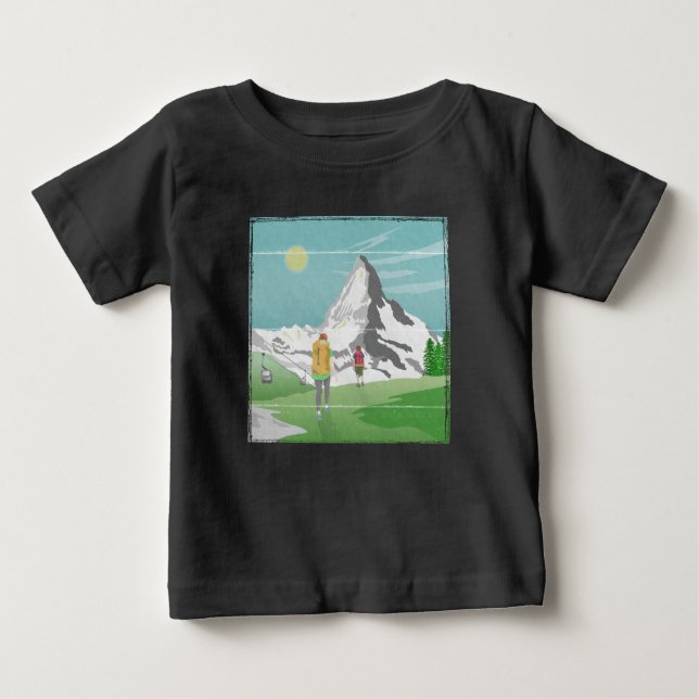 Camiseta Para Bebê suiça de poster de viagens matterhorn (Frente)