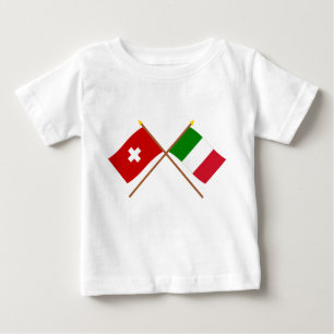 Camiseta Para Bebê Suiça e bandeiras cruzadas Italia