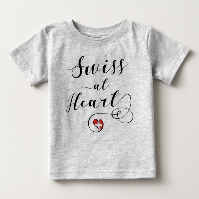 Camiseta Para Bebê Suíça no coração, Suiça (Frente)