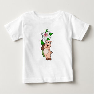 Camiseta Para Bebê Suíno com Flower Lily