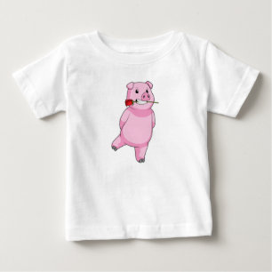 Camiseta Para Bebê Suíno com ventilador de Rosa