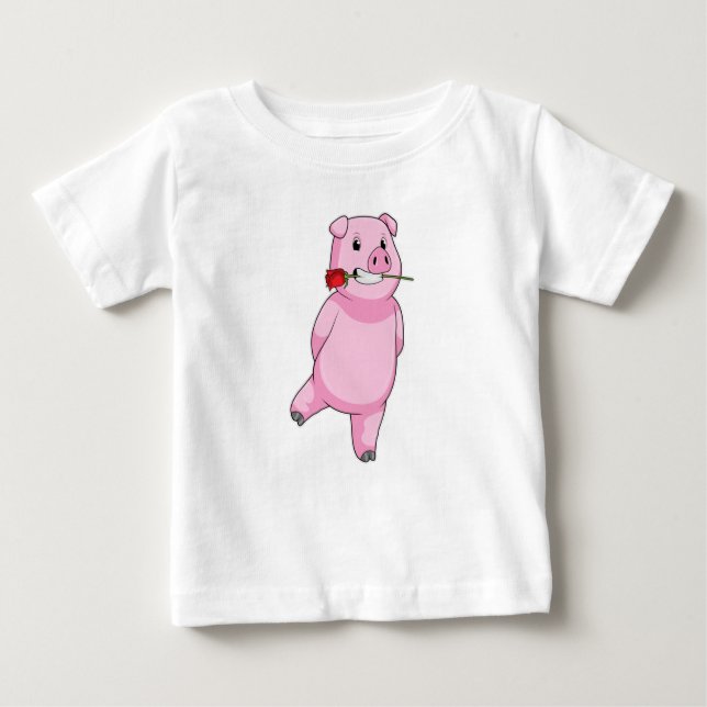 Camiseta Para Bebê Suíno com ventilador de Rosa (Frente)