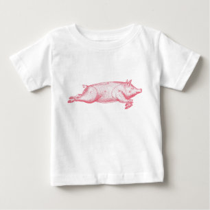 Camiseta Para Bebê Suíno Rosa