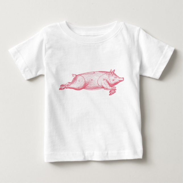 Camiseta Para Bebê Suíno Rosa (Frente)
