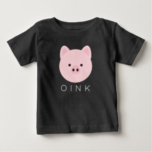 Camiseta Para Bebê Suíno rosa doce