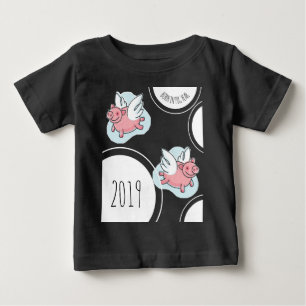 Camiseta Para Bebê Suínos Voadores Novo nascer de Bebê personalizad