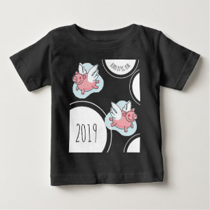 Camiseta Para Bebê Suínos Voadores Novo nascer de Bebê personalizado 