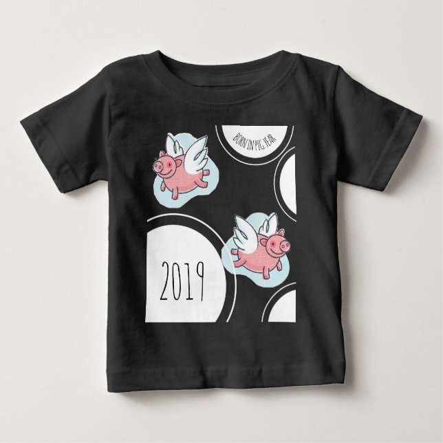 Camiseta Para Bebê Suínos Voadores Novo nascer de Bebê personalizado  (Frente)