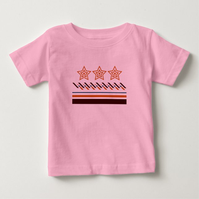 Camiseta Para Bebê Summer Baby Três Listras Estrelas (Frente)