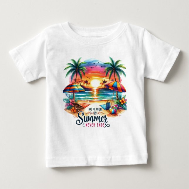 Camiseta Para Bebê Summer Vibes Brushsalvaguardar Beach Sunset-34626  (Frente)
