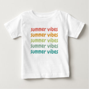 Camiseta Para Bebê Summer Vibes Férias de Praia Retro Verão
