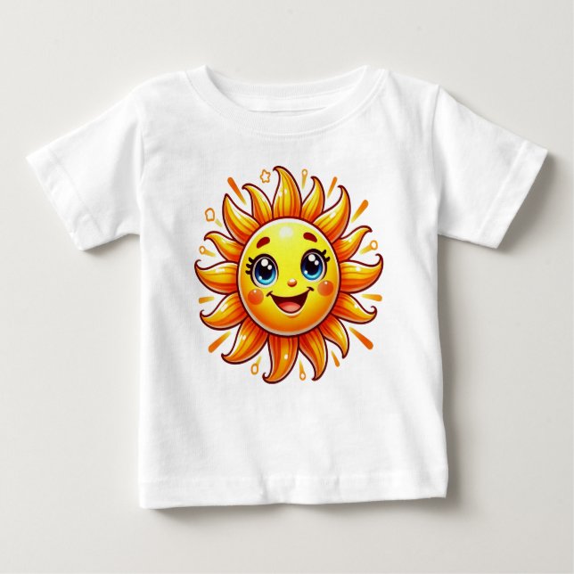 Camiseta Para Bebê  Sunny Smile Baby Tee - Cartoon Sun (Frente)