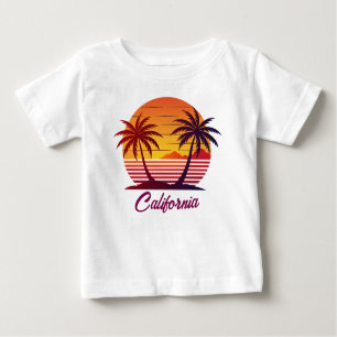 Camiseta Para Bebê Sunset com Palm Trees Vetor-98803