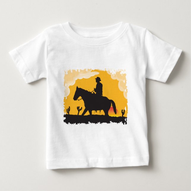 Camiseta Para Bebê Sunset Cowboy (Frente)