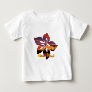 Camiseta Para Bebê Sunset Hibiscus Hawaiian Tee
