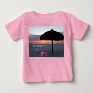 Camiseta Para Bebê Sunset na praia da Flórida Branca