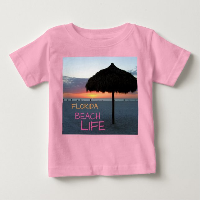 Camiseta Para Bebê Sunset na praia da Flórida Branca (Frente)