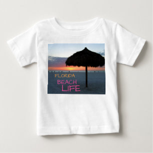 Camiseta Para Bebê Sunset na praia da Flórida Branca