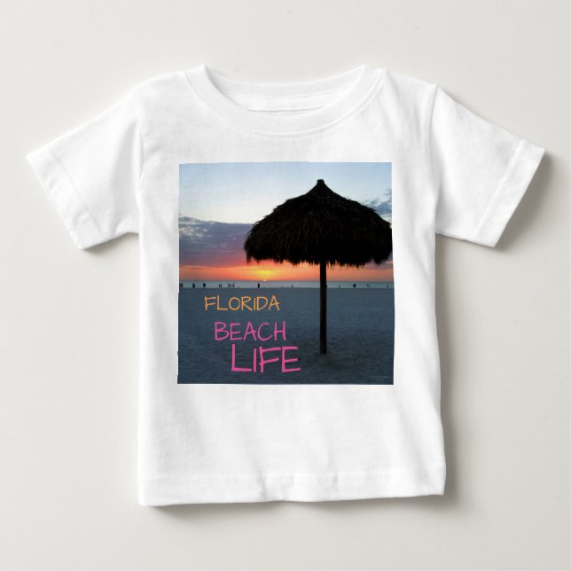 Camiseta Para Bebê Sunset na praia da Flórida Branca (Frente)