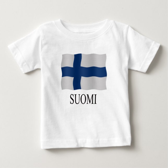 Camiseta Para Bebê Suomi flag (Frente)