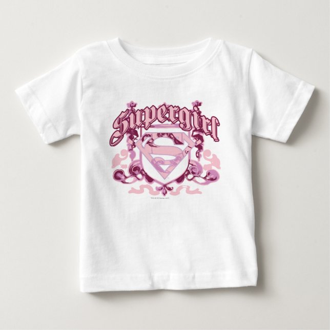 Camiseta Para Bebê Super Girl Crest Design (Frente)