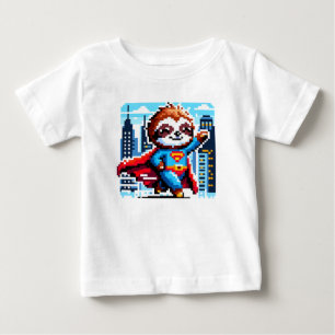 Camiseta Para Bebê Super-herói da cidade - Pixel Art Urban Hero