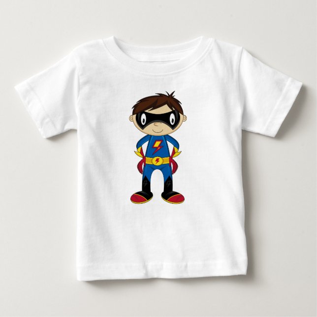 Camiseta Para Bebê Super-herói de animação (Frente)