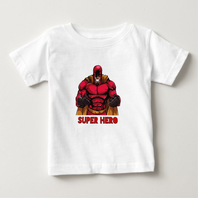 Camiseta Para Bebê Super-herói no treinamento (Frente)