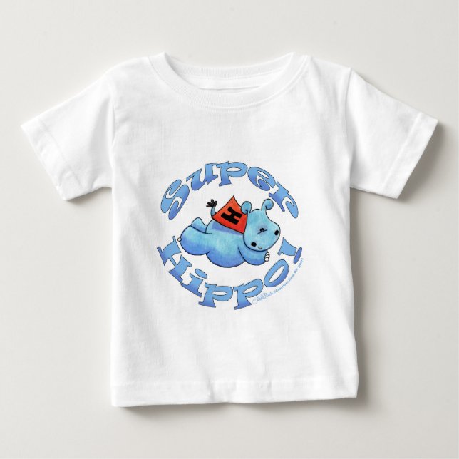 Camiseta Para Bebê Super Hippo (Frente)
