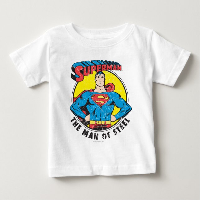 Camiseta Para Bebê Super-Homem O Homem de Aço (Frente)