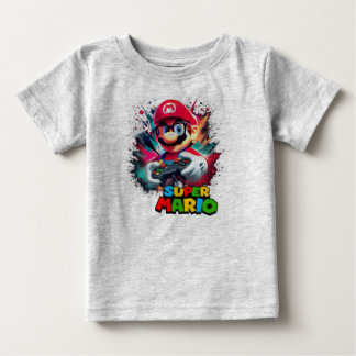 Camiseta Para Bebê Super Mario realista