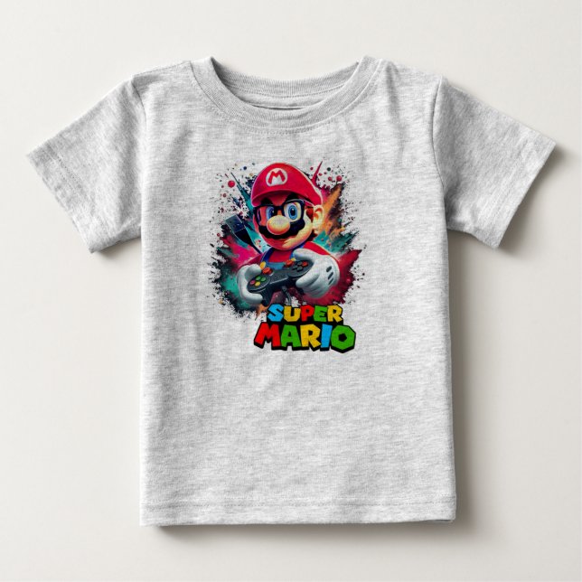 Camiseta Para Bebê Super Mario realista (Frente)