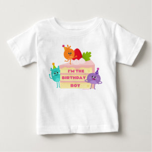Camiseta Para Bebê Super Simples   Bolo Bumble Nums - Menino de Anive