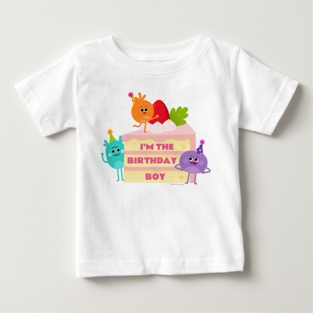 Camiseta Para Bebê Super Simples | Bolo Bumble Nums - Menino de Anive (Frente)