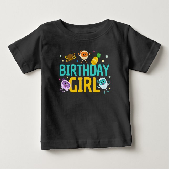 Camiseta Para Bebê Super Simples | Bumble Nums Space Birthday (Frente)
