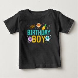 Camiseta Para Bebê Super Simples | Bumble Nums Space Birthday Boy