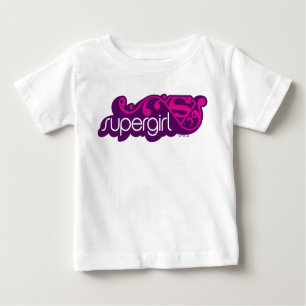 Camiseta Para Bebê Supergirl Groovy Name e S-Shield