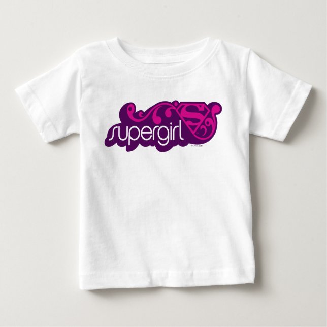 Camiseta Para Bebê Supergirl Groovy Name e S-Shield (Frente)