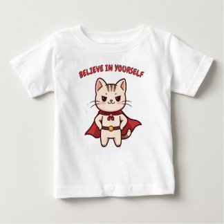 Camiseta Para Bebê Superhero Cat Believe in Yourself