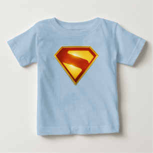 Camiseta Para Bebê Superman Escudo Dourado Brilhante