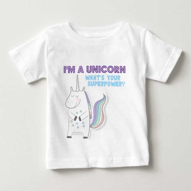 Camiseta Para Bebê Superpotência Unicorn (Frente)