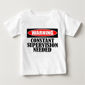 Camiseta Para Bebê Supervisão constante de advertência necessário