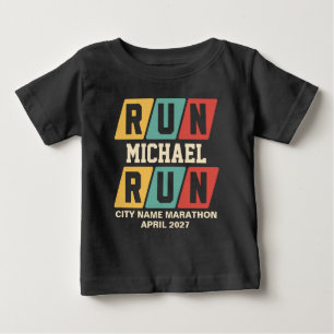 Camiseta Para Bebê Suporte para Maratona com Nome Personalizado Retro