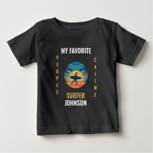 Camiseta Para Bebê Surf de prancheta legal Vintage, retro engraçado p